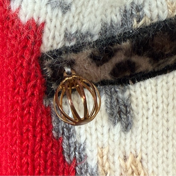 Susan Bristol Vintage Crazy Cat Lady Sweater Vest Leopard Trim size Medium - Picture 6 of 12